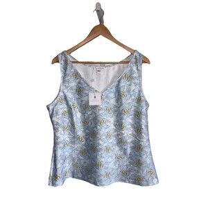 Ala von Auersperg Agnes Stretch Knit Tank Top Birds Of Paradise Size XL NWT Blue